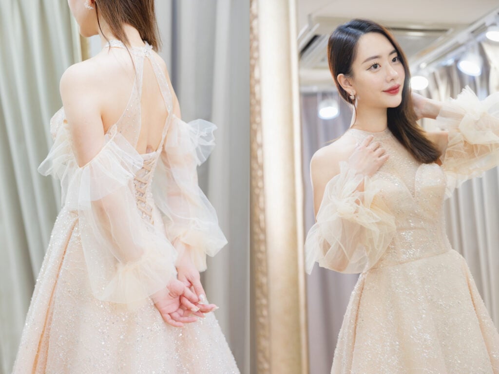 搶先看！拍照特殊款造型禮服，透明不加價新款婚紗試穿心得