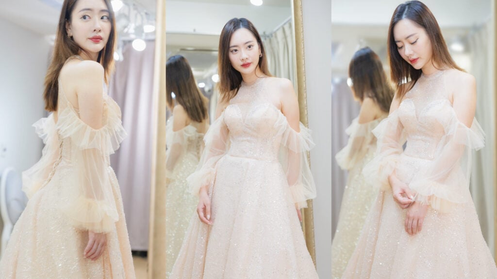 搶先看！拍照特殊款造型禮服，透明不加價新款婚紗試穿心得