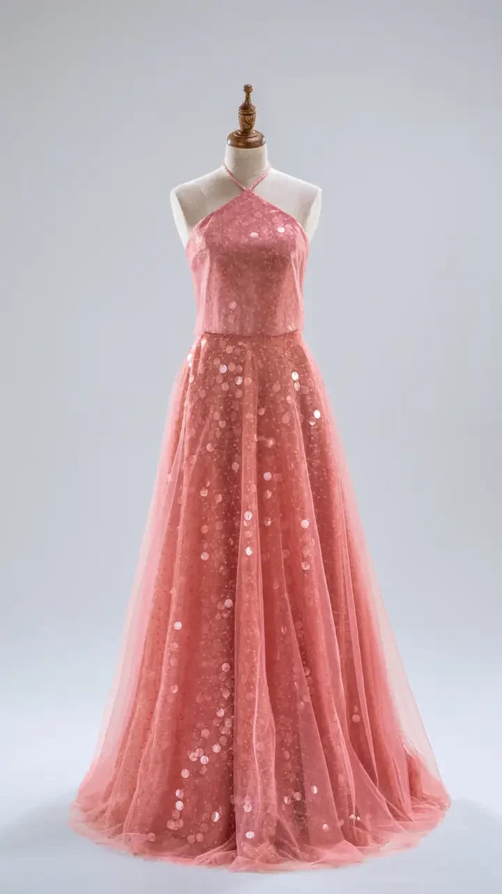 玫瑰氣泡晚宴禮服