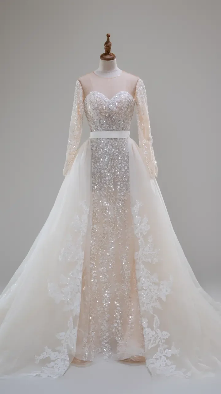 銀燼光語白紗禮服