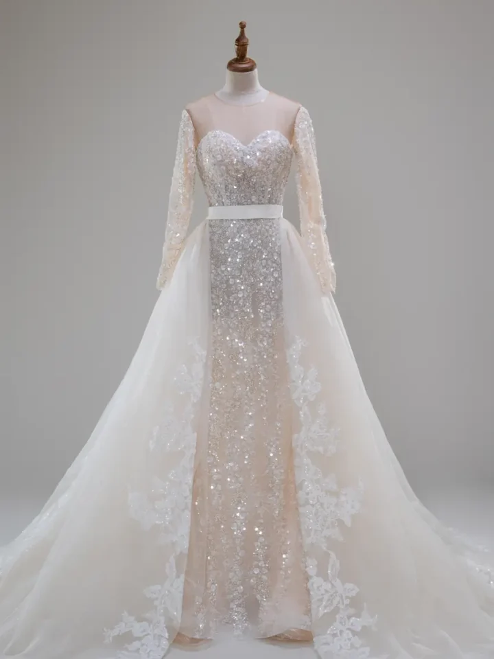 銀燼光語白紗禮服