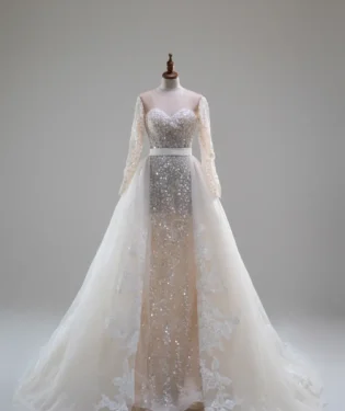 銀燼光語白紗禮服