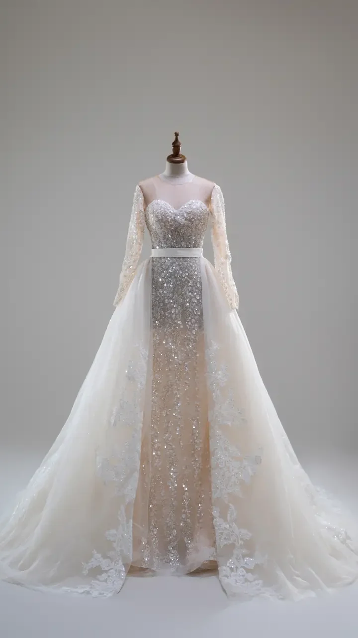 銀燼光語白紗禮服