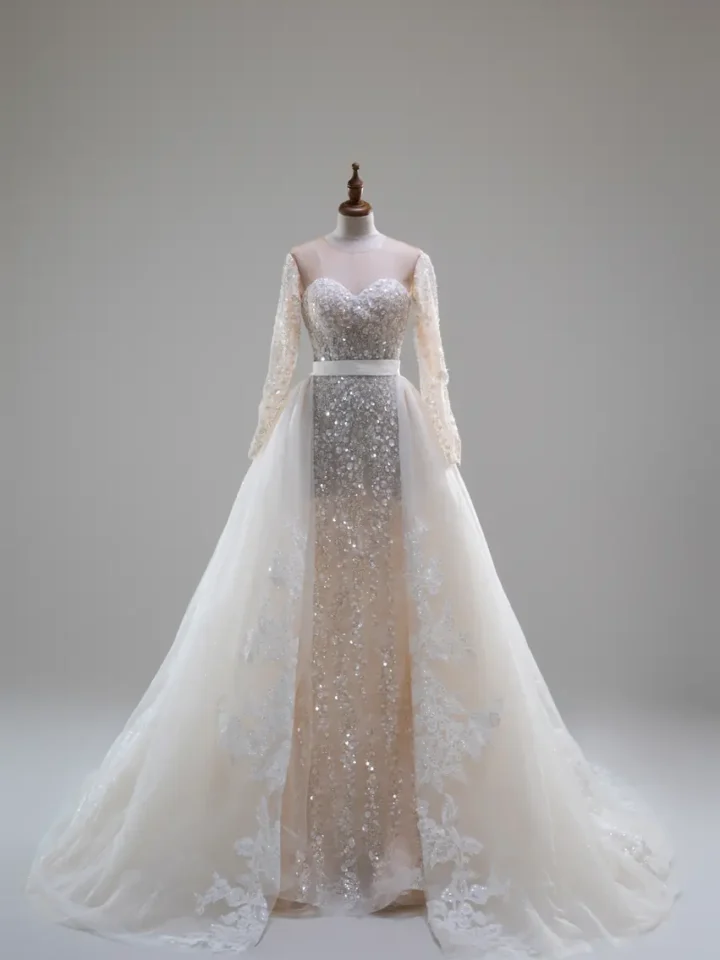 銀燼光語白紗禮服