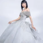 銀燼孤星白紗禮服