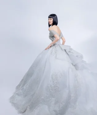 銀燼孤星白紗禮服