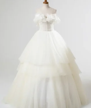 沉香羽語白紗禮服