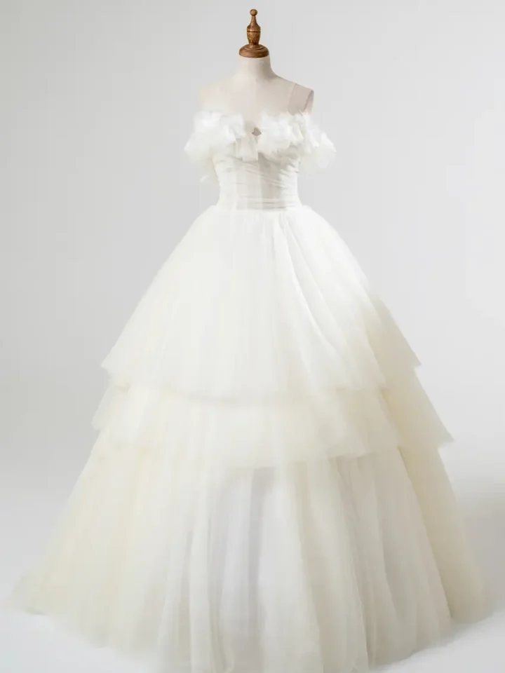 沉香羽語白紗禮服