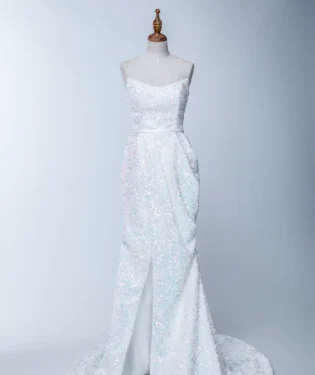 反光靜默白紗禮服