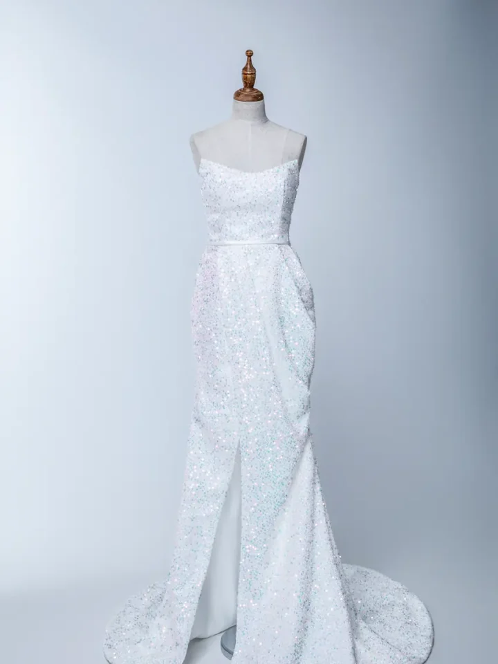 反光靜默白紗禮服