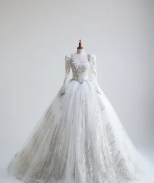 銀燼詠嘆白紗禮服