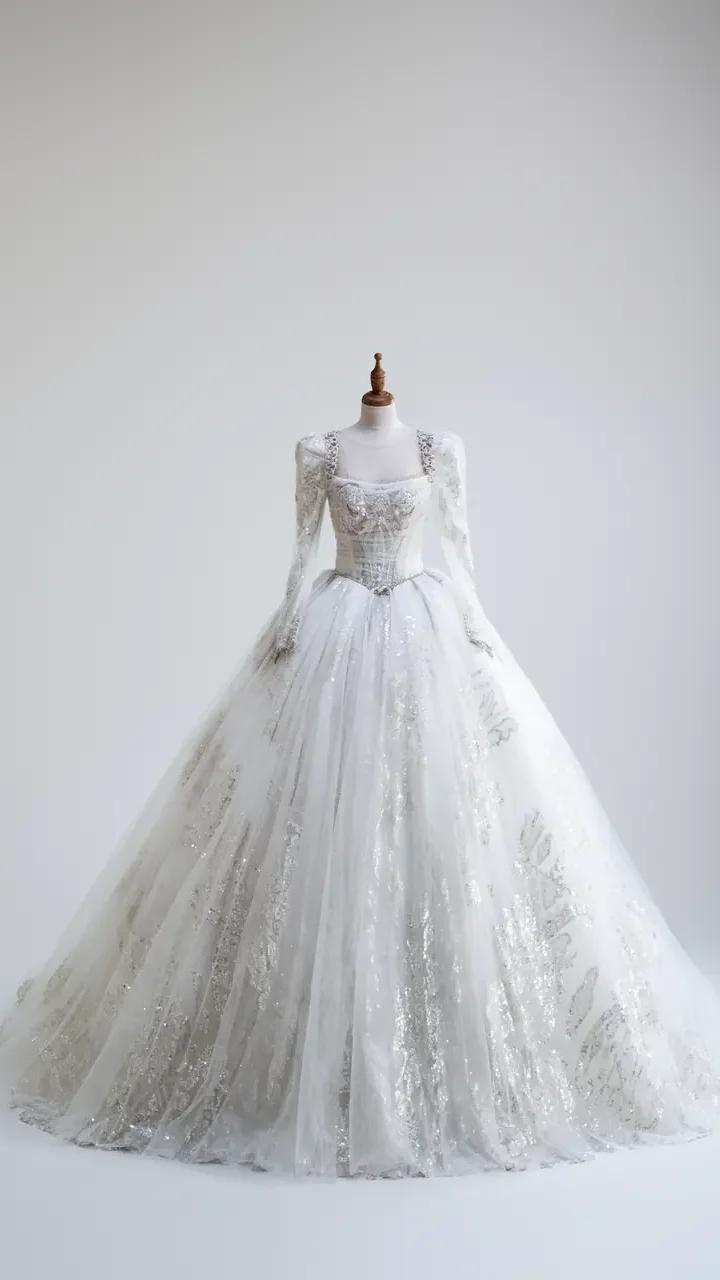 銀燼詠嘆白紗禮服