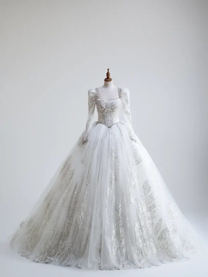 銀燼詠嘆白紗禮服