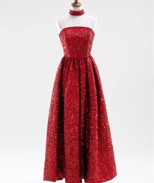 紅鎏焰光晚宴禮服