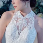 寂羽交頸白紗禮服