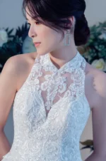 寂羽交頸白紗禮服