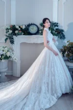 寂羽交頸白紗禮服