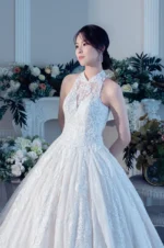 寂羽交頸白紗禮服