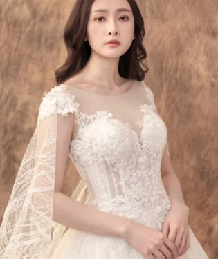雪堤聆語白紗禮服