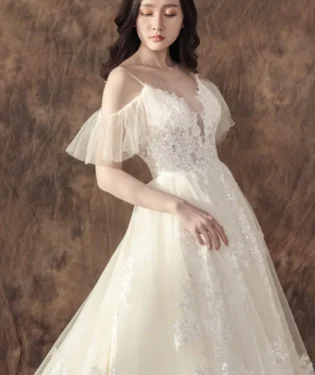 沉香澤白紗禮服