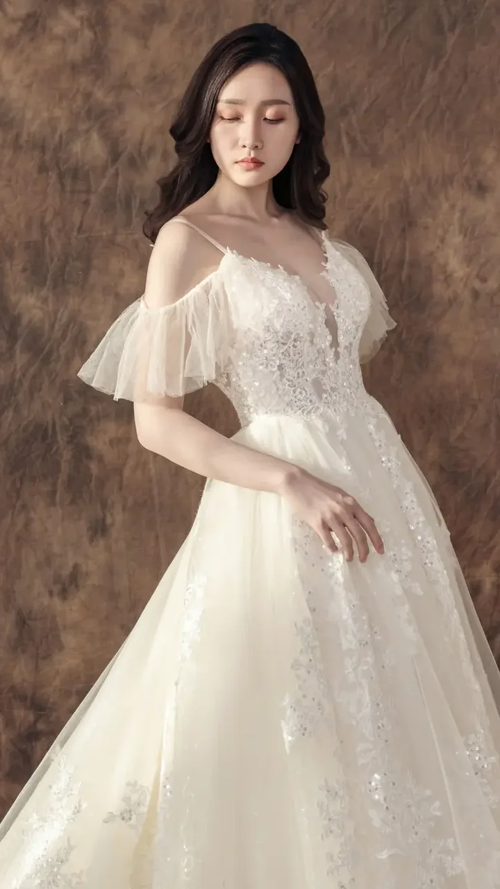 沉香澤白紗禮服