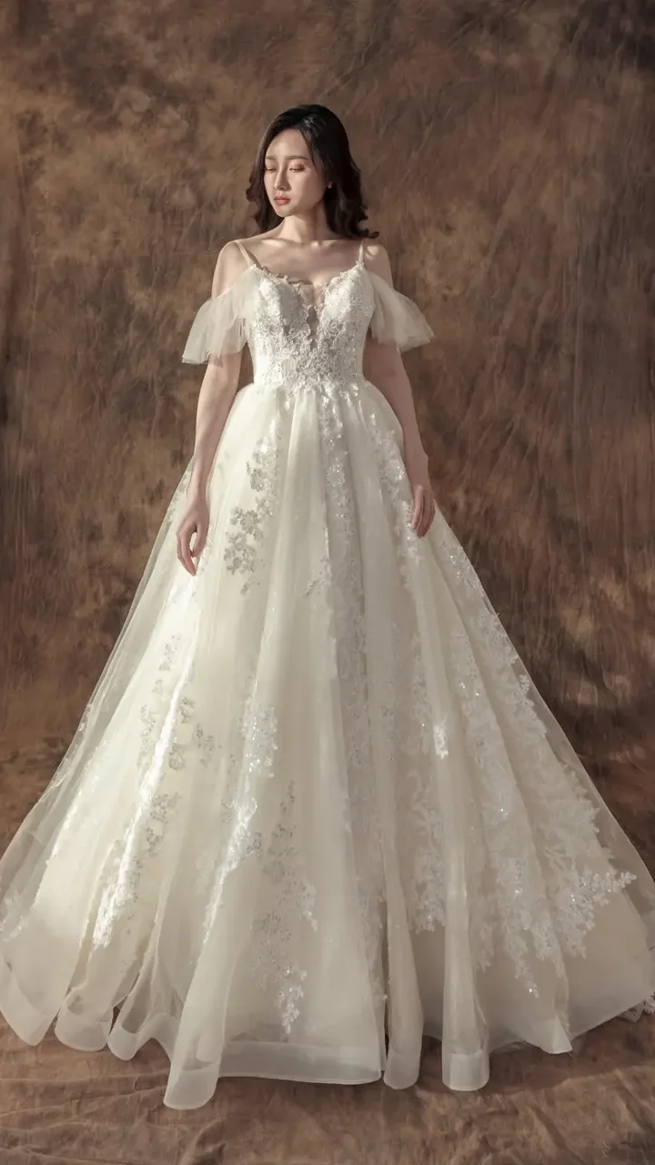 沉香澤白紗禮服