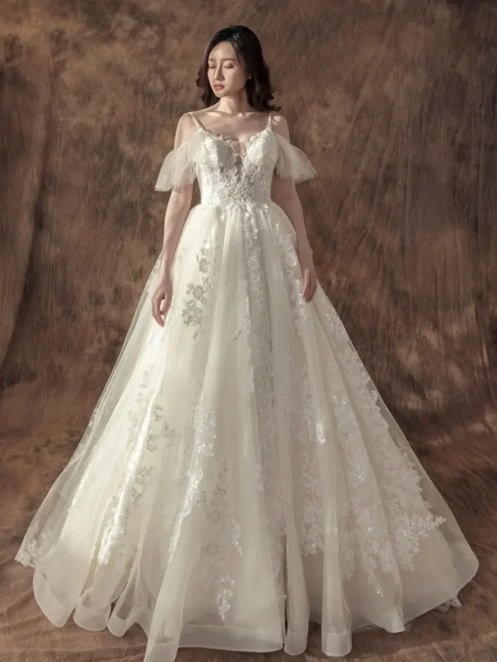 沉香澤白紗禮服