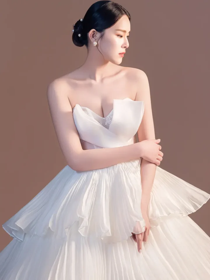 極簡高領輕婚紗