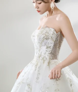 靜塔綻光白紗禮服