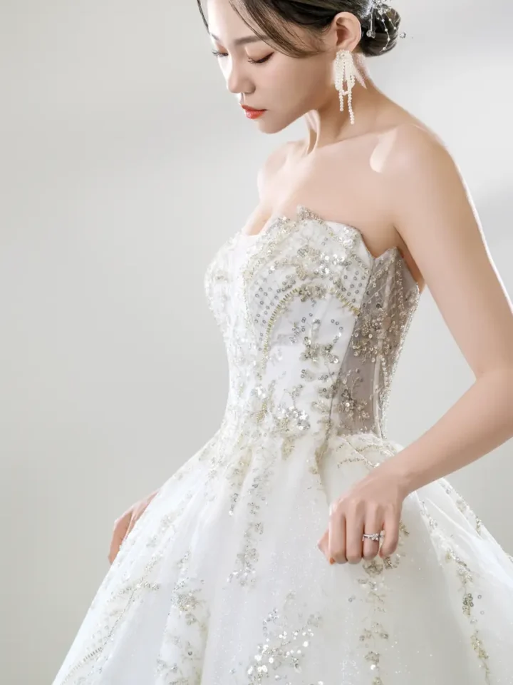 靜塔綻光白紗禮服