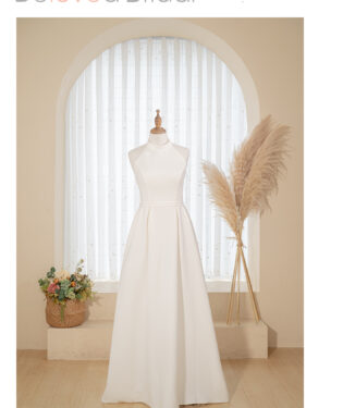 極簡高領輕婚紗